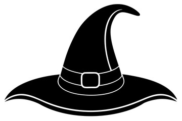 Witch hat, Witch hat icon vector, Halloween witch hat black silhouette 
