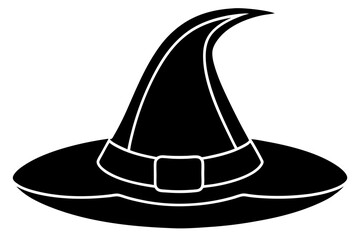 Witch hat, Witch hat icon vector, Halloween witch hat black silhouette 
