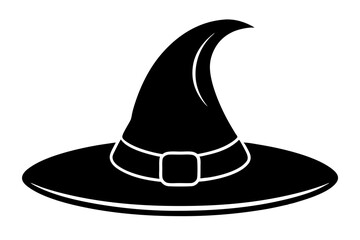 Witch hat, Witch hat icon vector, Halloween witch hat black silhouette 

