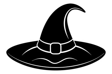 Naklejka premium Witch hat, Witch hat icon vector, Halloween witch hat black silhouette 