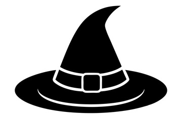 Witch hat, Witch hat icon vector, Halloween witch hat black silhouette 
