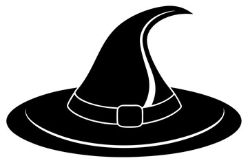 Witch hat, Witch hat icon vector, Halloween witch hat black silhouette 
