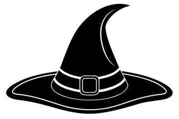 Witch hat, Witch hat icon vector, Halloween witch hat black silhouette 
