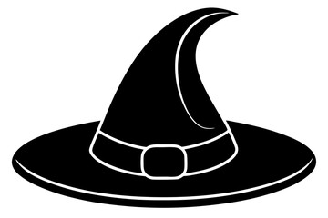 Witch hat, Witch hat icon vector, Halloween witch hat black silhouette 
