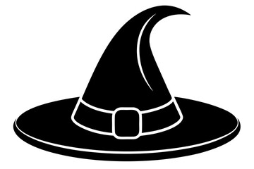 Witch hat, Witch hat icon vector, Halloween witch hat black silhouette 

