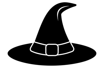 Witch hat, Witch hat icon vector, Halloween witch hat black silhouette 
