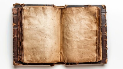 Vintage book displayed on white background with empty space