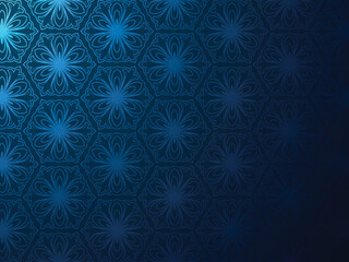 Modern shiny blue luxury floral pattern background