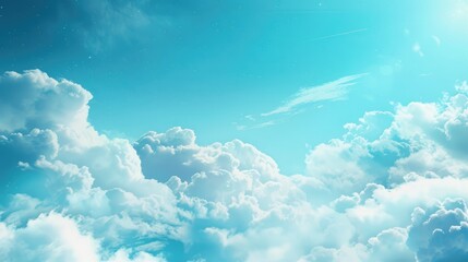 Soft focus fluffy blue sky with white clouds and space for copying