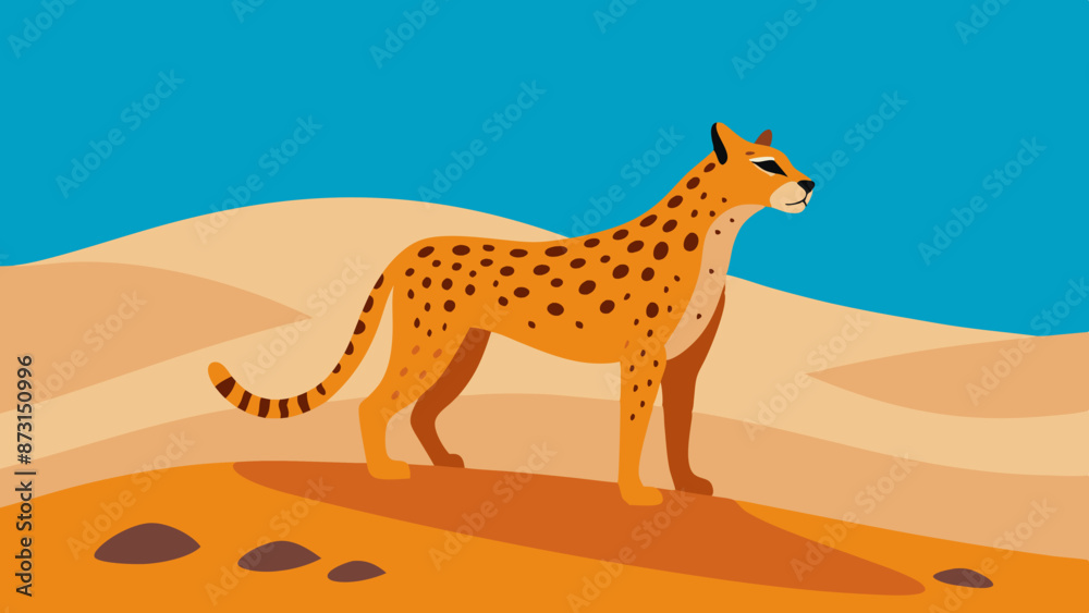 Poster Cheetah in dunes Vector Illustration 