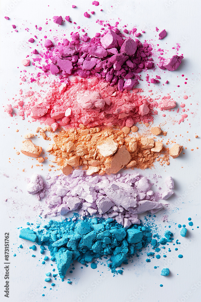 Wall mural A pile of colorful makeup powder is shown in a row