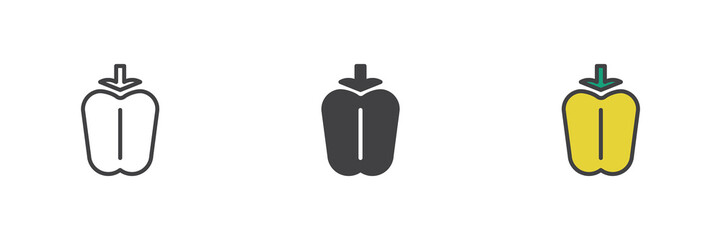 Bell pepper different style icon set