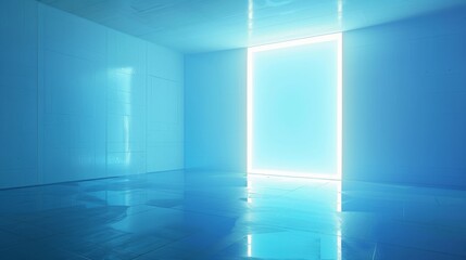 a glowing light blue screen 