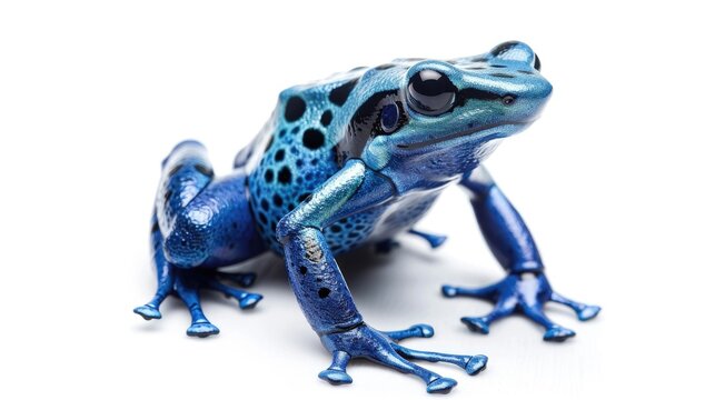 Blue Poison Dart Frog Dendrobates tinctorius against white backdrop