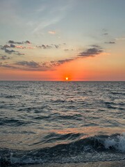 red sunset over the sea