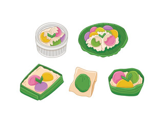 Traditional Indonesian Food and Snacks Illustration Drawing