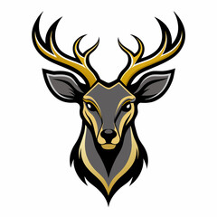 Golden Deer Head Icon Logo Design Majestic Wildlife Symbol