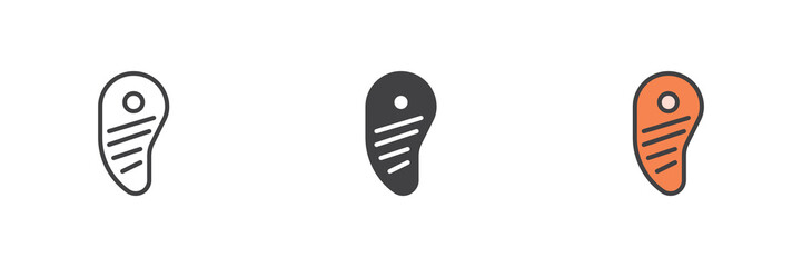 Beef steak different style icon set