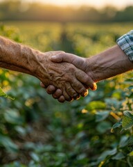 Fototapeta premium Farmer and Customer Shaking Hands in Farm Setting