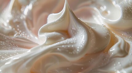 Fototapeta premium Close-up of face cleansing mousse, soft and creamy texture, on a light base background, isolated, studio lighting