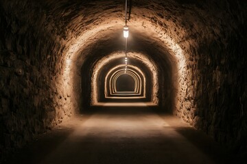 Obraz premium Stone Tunnel Pathway With Arched Entryways