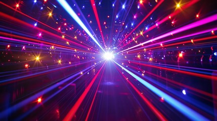 Naklejka premium The bright neon lights flash in time with the music adding to the overall visual spectacle of the electron spin dance hall.