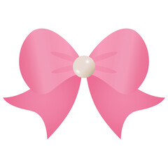 Fototapeta premium Cute Pink Ribbon Bow On White Background Vector Illustration