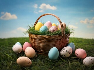 easter eggs in a basket