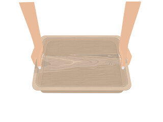 Plate made of wood on a white background.