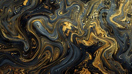 Turbulent Trends: Abstract Gold and Black Swirls Representing Oil Market Volatility