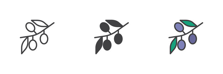 Olive branch different style icon set