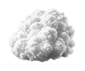 A single, fluffy white cloud isolated on a transparent background, evoking a sense of softness and purity