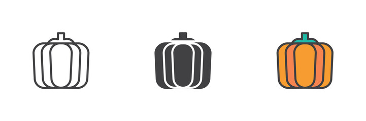 Pumpkin vegetable different style icon set