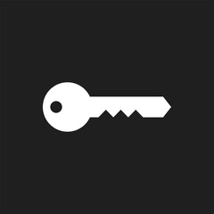Rounded white key on black background.