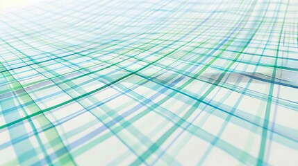 Obraz premium Digital grid with blue and green lines on a light grey background, minimal and modern