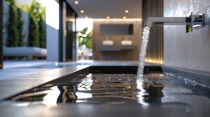 Luxurious Silver Faucet in Contemporary Bathroom