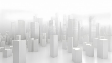 Naklejka premium Misty Metropolis:A Sleek and Futuristic Urban Skyline