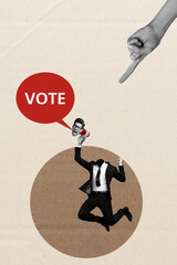 Trend artwork 3D sketch photo collage of election politics president government man headless hold...