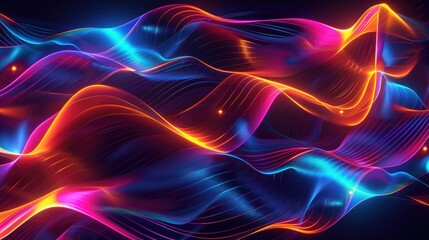 Fototapeta premium An abstract background with dynamic, flowing lines and bright neon colors.