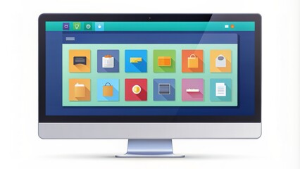 Colorful modern desktop interface window with organized folders and simple ui elements in flat isolated vector illustration style layout.
