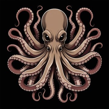 recommend clip art: Intricate Illustration of an Octopus with Eight Tentacles
