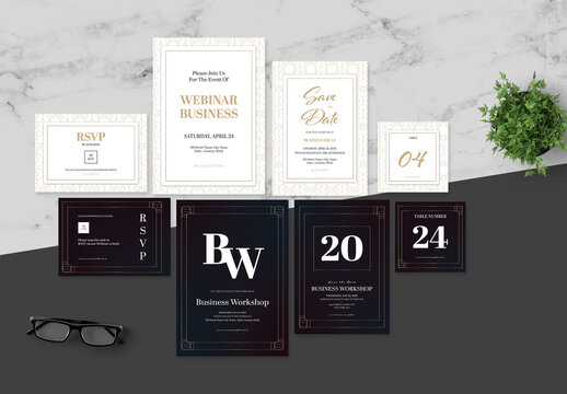 Brown And Black Invitation Set
