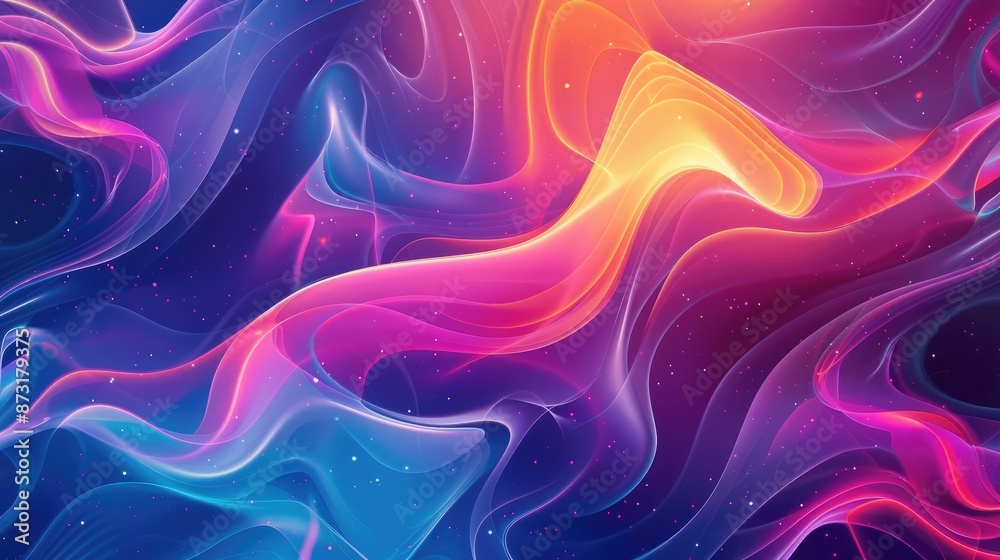 Poster an abstract background with fluid patterns in neon colors.