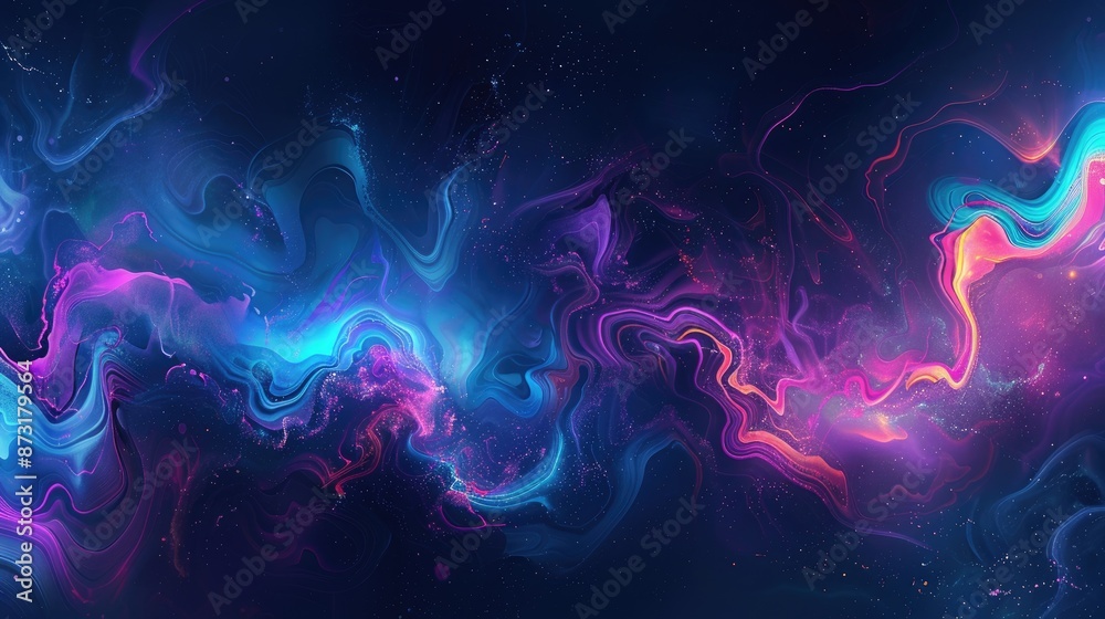 Poster an abstract background with fluid patterns in neon colors.