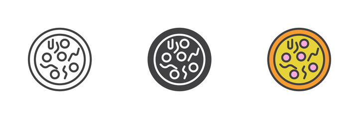 Pizza different style icon set.