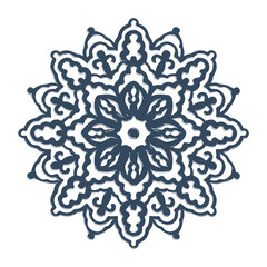 Monochrome mandala isolated on white background.  Hand-drawn illustration. Vector.
