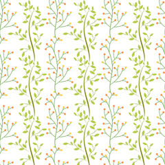 Floral seamless pattern with autumn flowers and leaves.