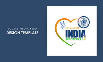 Vector illustration of Indian Independence Day social media feed template