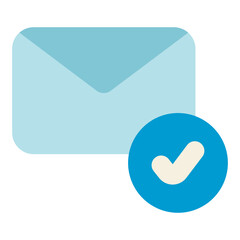 email envelope with check mark sign flat icon