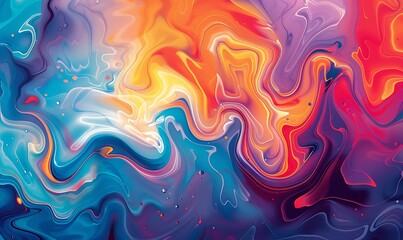 Obraz premium Vibrant Fluid Gradient with Swirling Colors, Abstract Dreamscape Wallpaper
